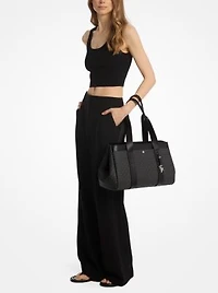 Romee Large Signature Logo and Leather Tote Bag