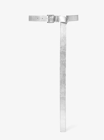 Jodi Metallic Lizard Embossed Leather Belt