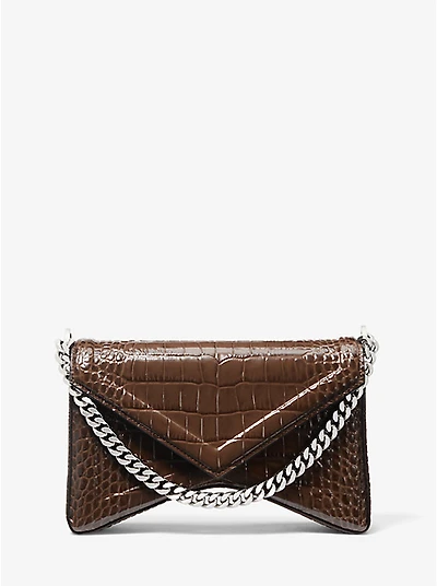 Manhatta Medium Crocodile Embossed Patent Leather Bag