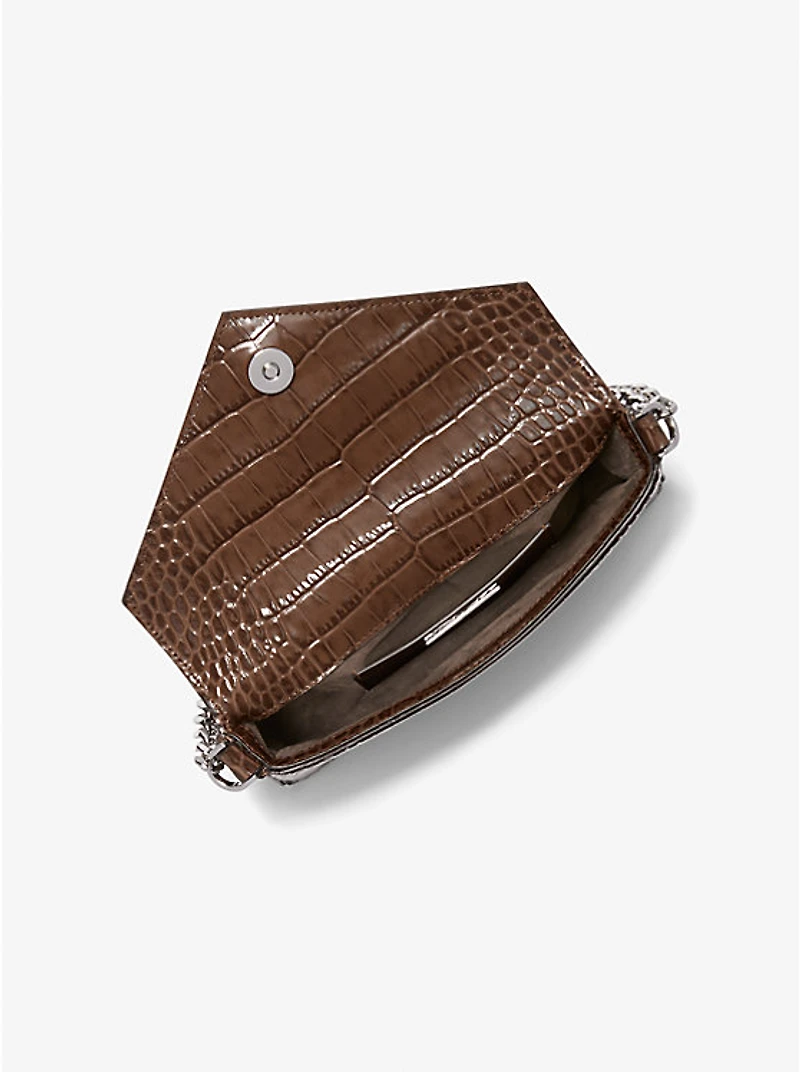 Manhatta Medium Crocodile Embossed Patent Leather Bag