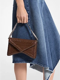 Manhatta Medium Crocodile Embossed Patent Leather Bag
