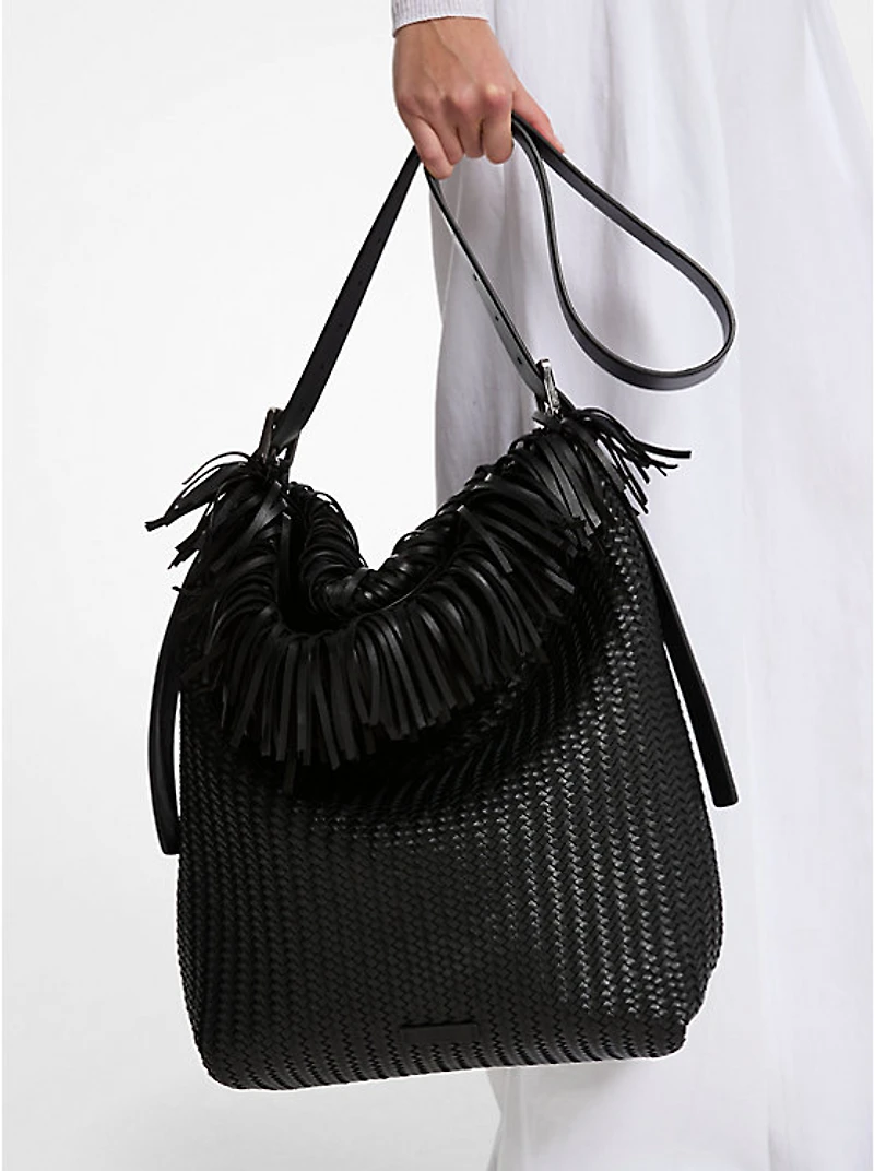 Kiera Hand-Woven Leather Hobo Bag
