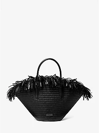 Sardinia Large Hand-Woven Leather Basket Tote Bag