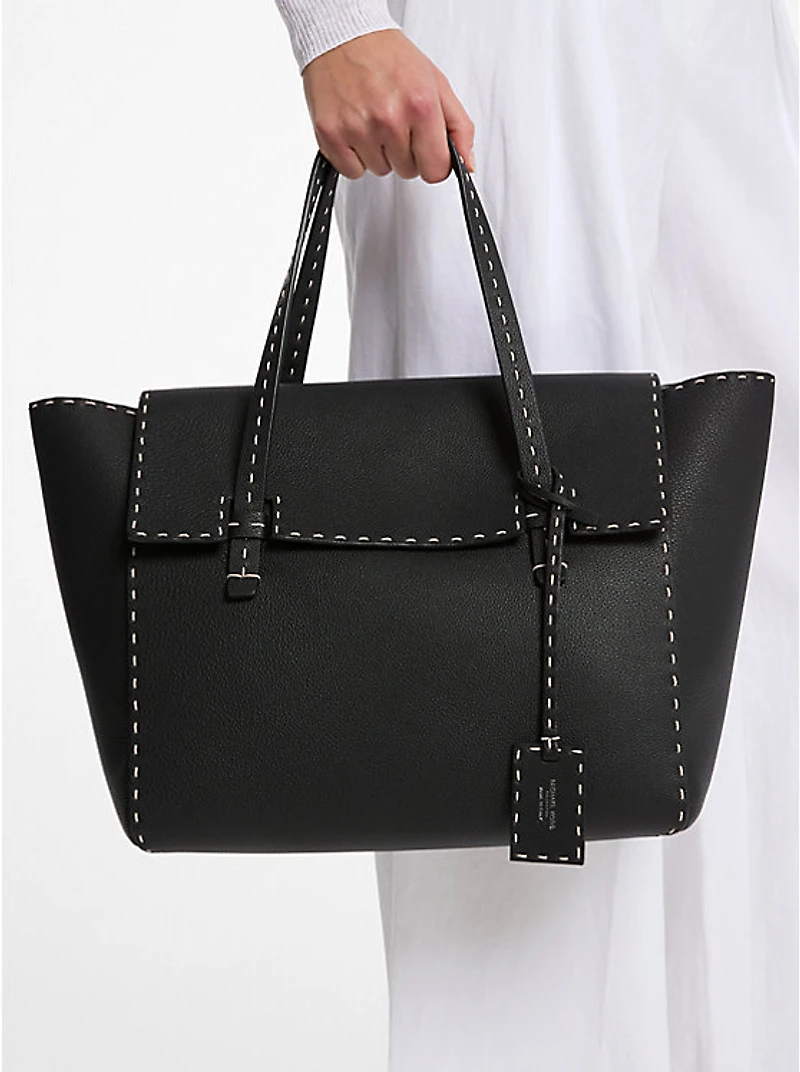 Sophia Hand-Stitched Pebbled Leather Satchel