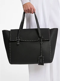 Sophia Hand-Stitched Pebbled Leather Satchel