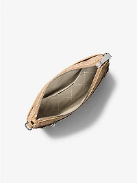 Jet Set Large Logo Print Woven Crossbody Bag