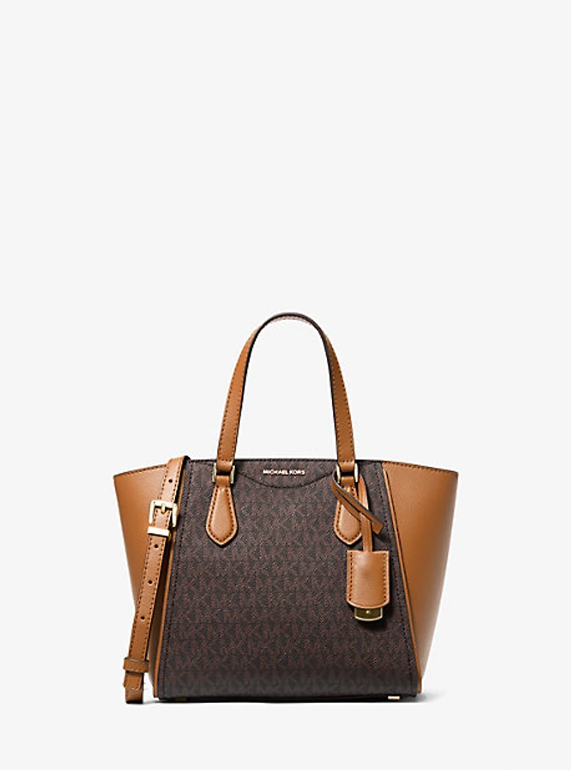Taryn Small Signature Logo and Leather Convertible Crossbody Bag