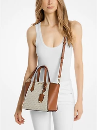 Taryn Small Signature Logo and Leather Convertible Crossbody Bag