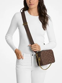 Bryant Medium Logo Embossed Burnished Leather Crossbody Bag