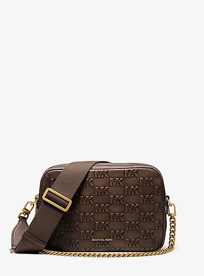 Bryant Medium Logo Embossed Burnished Leather Crossbody Bag