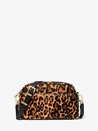 Jet Set Small Leopard Print Calf Hair Camera Crossbody Bag