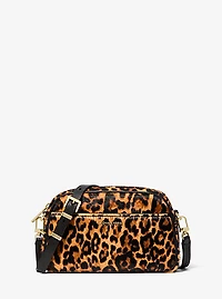 Jet Set Small Leopard Print Calf Hair Camera Crossbody Bag