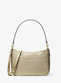 Jet Set Medium Metallic Signature Logo Convertible Crossbody Bag
