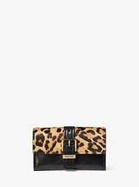 Nolita Medium Leopard Print Calf Hair and Leather Tri-Fold Wallet