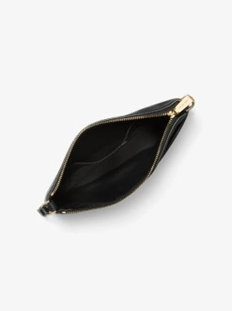 Jet Set Medium Leopard Print Calf Hair and Leather Wristlet