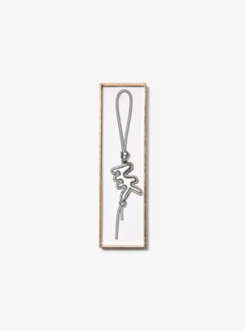 Puffy Logo Metallic Leather Bag Charm