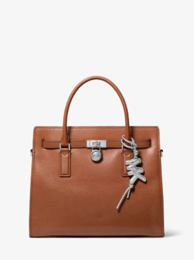 Puffy Logo Metallic Leather Bag Charm