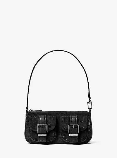 Zoe Small Embellished Suede Pochette