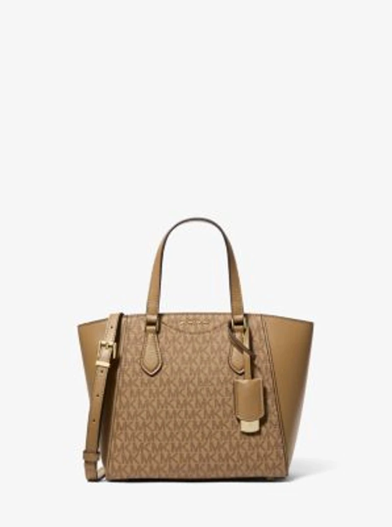 Taryn Small Signature Logo and Leather Convertible Crossbody Bag