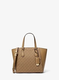 Taryn Small Signature Logo and Leather Convertible Crossbody Bag