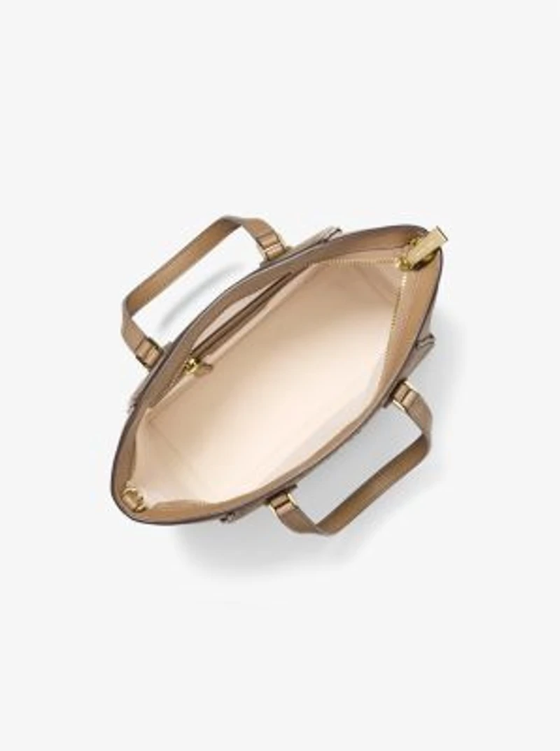 Taryn Small Signature Logo and Leather Convertible Crossbody Bag