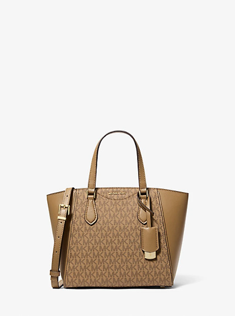 Taryn Small Signature Logo and Leather Convertible Crossbody Bag