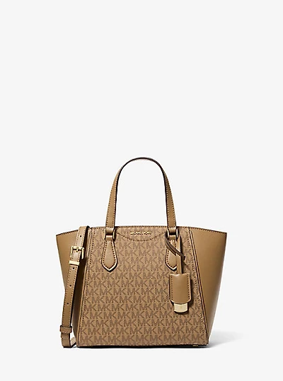 Taryn Small Signature Logo and Leather Convertible Crossbody Bag