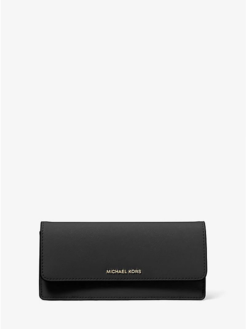 Jet Set Large Saffiano Leather Snap-Front Wallet