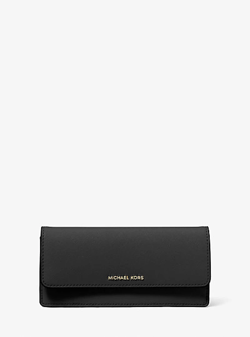 Jet Set Large Saffiano Leather Snap-Front Wallet