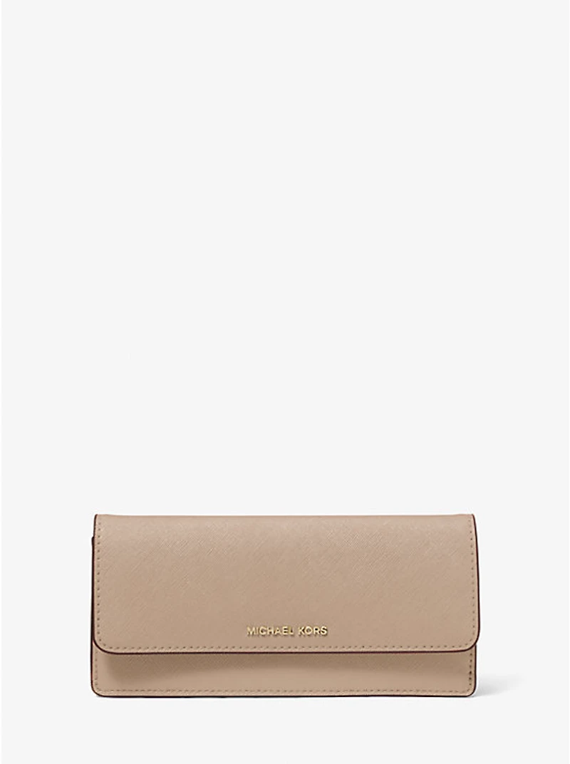 Jet Set Large Saffiano Leather Snap-Front Wallet