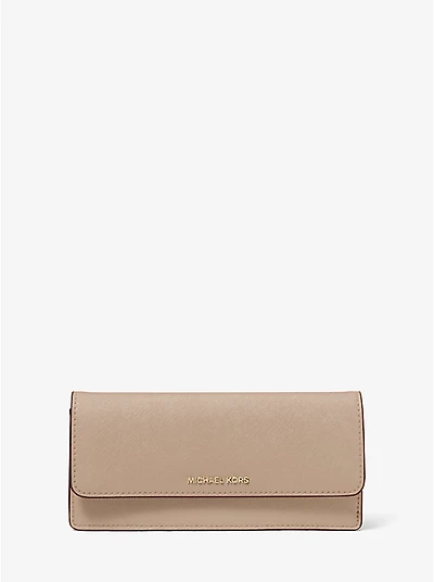 Jet Set Large Saffiano Leather Snap-Front Wallet