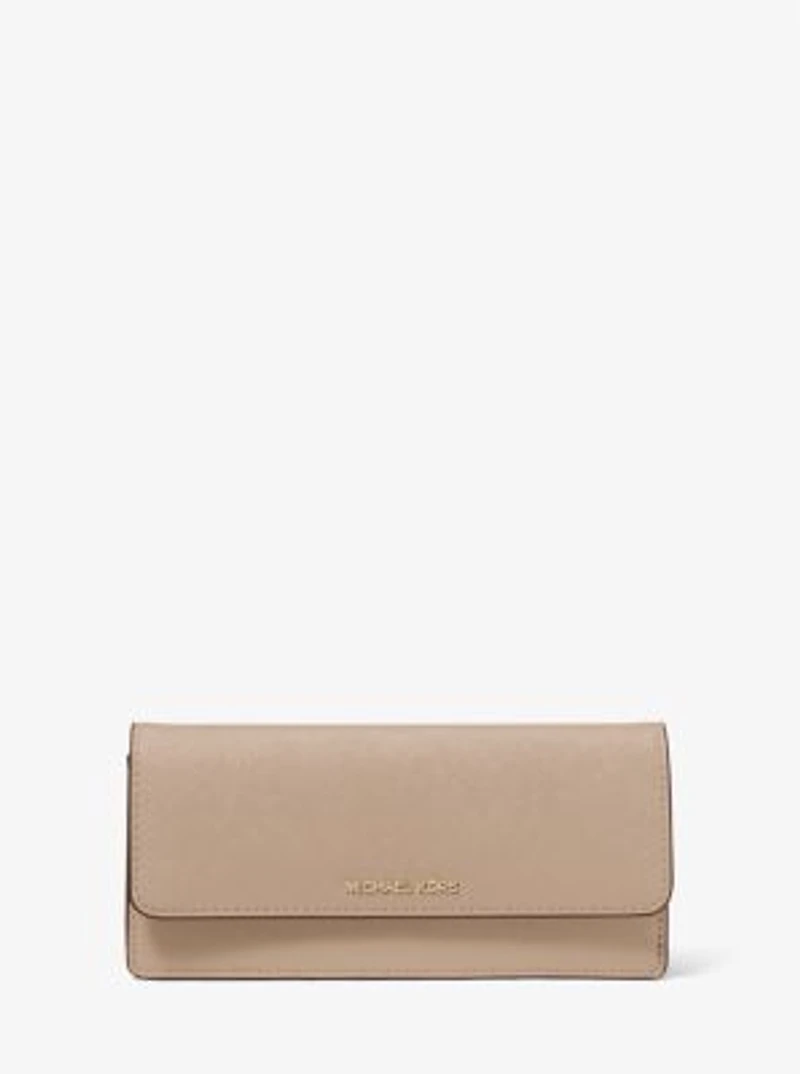 Jet Set Large Saffiano Leather Snap-Front Wallet