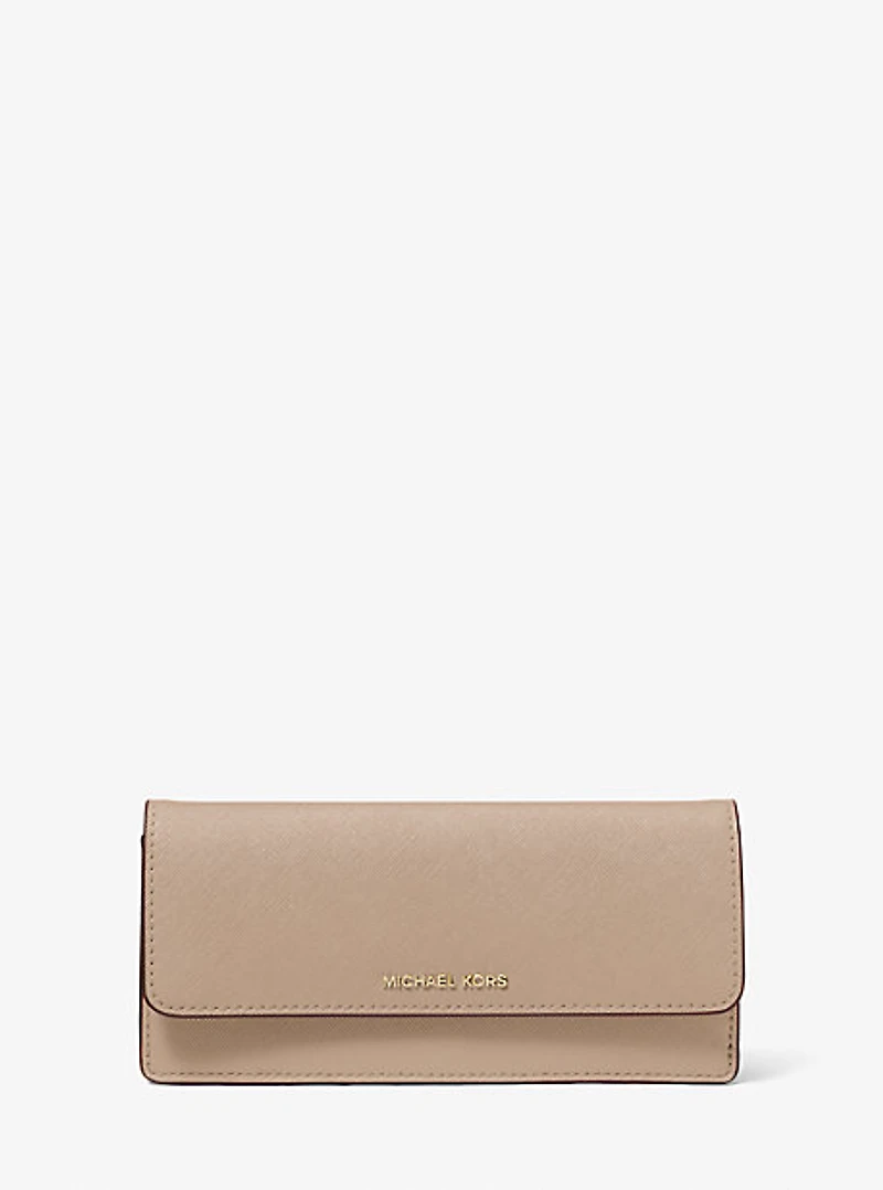 Jet Set Large Saffiano Leather Snap-Front Wallet