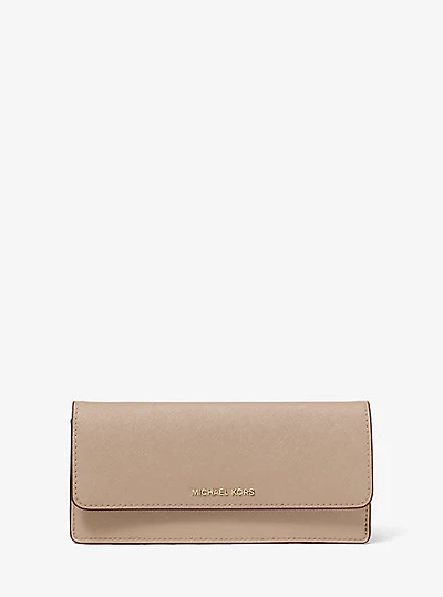 Jet Set Large Saffiano Leather Snap-Front Wallet