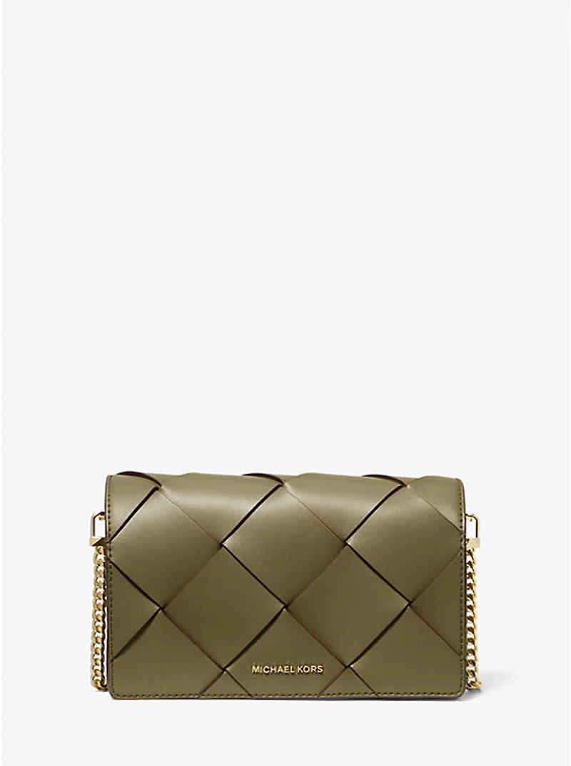 Jet Set Medium Woven Leather Crossbody Bag