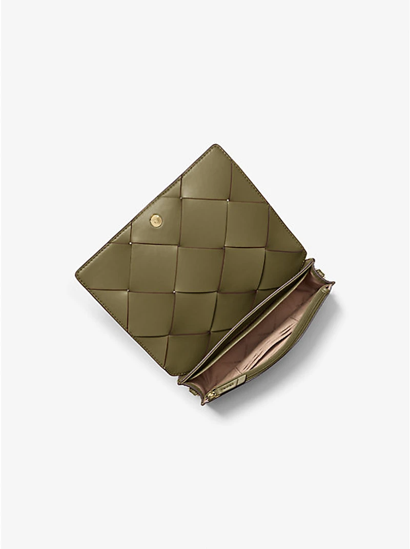 Jet Set Medium Woven Leather Crossbody Bag