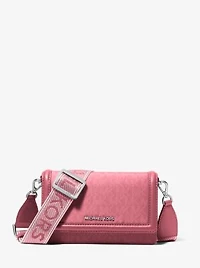Jet Set Small Signature Logo Print Woven Smartphone Crossbody Bag
