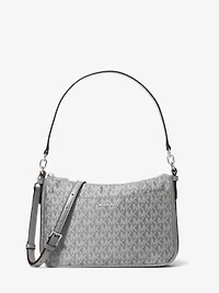 Jet Set Medium Signature Logo Print Woven Pochette Crossbody Bag