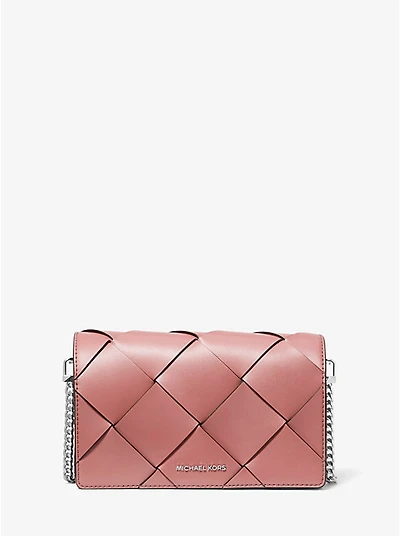 Jet Set Medium Woven Leather Crossbody Bag