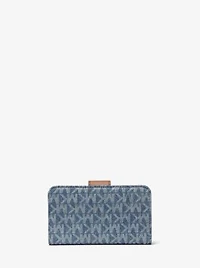 MK Pop Charm Medium Signature Logo Print Denim Wallet