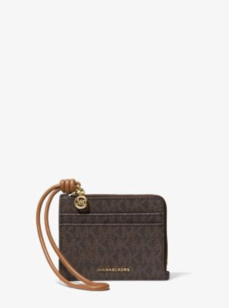 Jet Set Small Signature Logo Card Case Wristlet