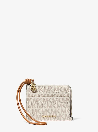 Jet Set Small Signature Logo Card Case Wristlet