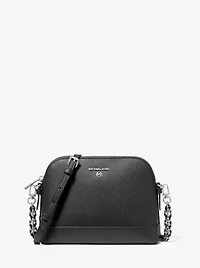 Large Saffiano Leather Dome Crossbody Bag