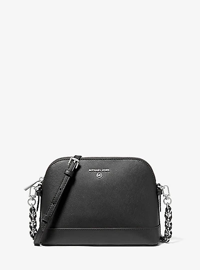 Large Saffiano Leather Dome Crossbody Bag