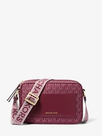 Jet Set Large Signature Logo Print Woven Crossbody Bag