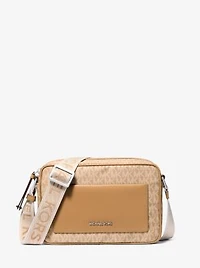 Jet Set Large Signature Logo Print Woven Crossbody Bag