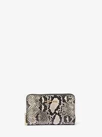 Jet Set Small Snake Embossed Leather Wallet