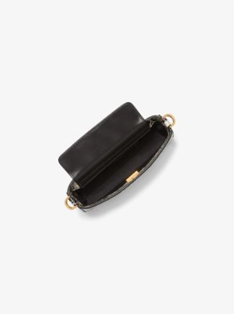 Bryant Small Snake Embossed Leather Convertible Pochette