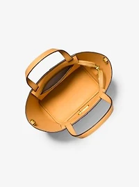 Flora Medium Signature Logo and Pebbled Leather Crossbody Bag