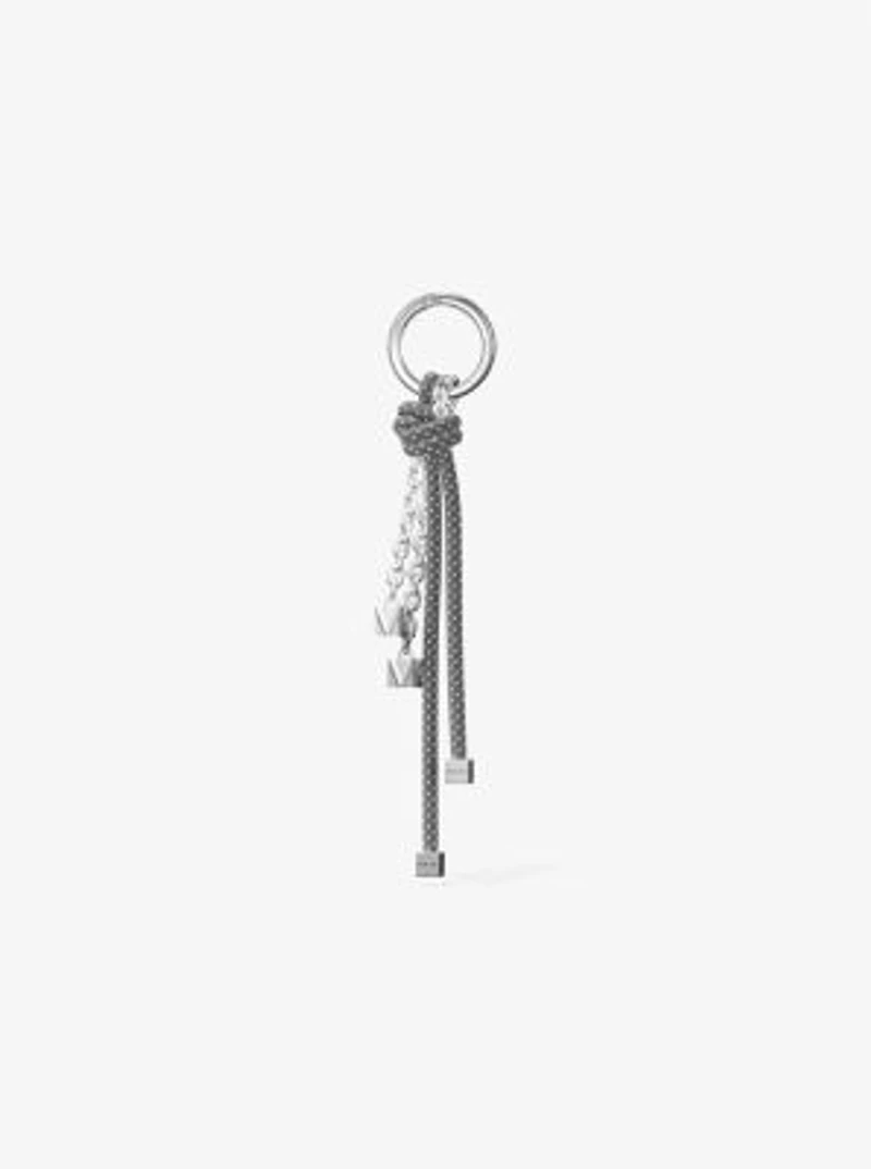 Silver-Tone and Speckled Cord Bag Charm
